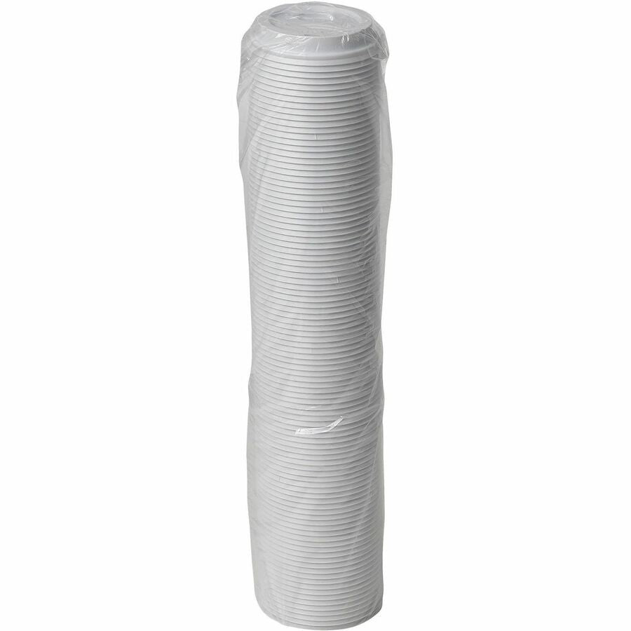 Image of Dixie D9542CT Hot Cup Lid, Dome, Plastic, White, 100 Lids/Pack, 10 / Carton