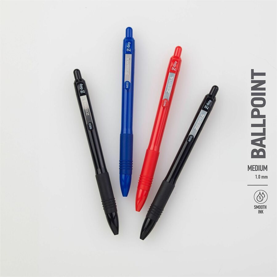 Image of Zebra Pen 20620 Z-Grip Recycled Retractable Ballpoint Pens, 1 mm, Medium Pen Point, Retractable, Blue Ink, School, Home, Journaling, 1 Dozen