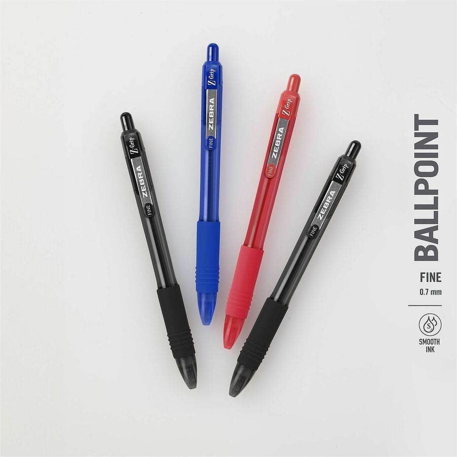 Image of Zebra Pen 20720 Z-Grip Recycled Retractable Ballpoint Pens, 0.7 mm Fine Pen Point, Retractable, Blue Ink, School, Home, Journaling, 1 Dozen