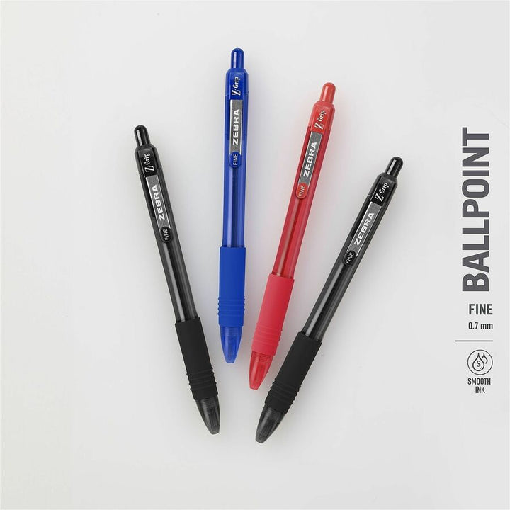 Image of Zebra Pen 20720 Z-Grip Recycled Retractable Ballpoint Pens, 0.7 mm Fine Pen Point, Retractable, Blue Ink, School, Home, Journaling, 1 Dozen