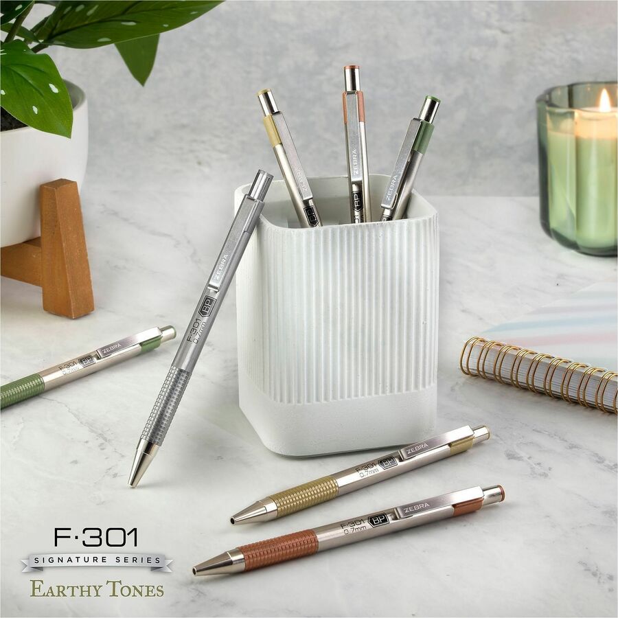 Image of Zebra Pen Signature 27244 F-301 EarthyTones Retractable Ballpoint Pens