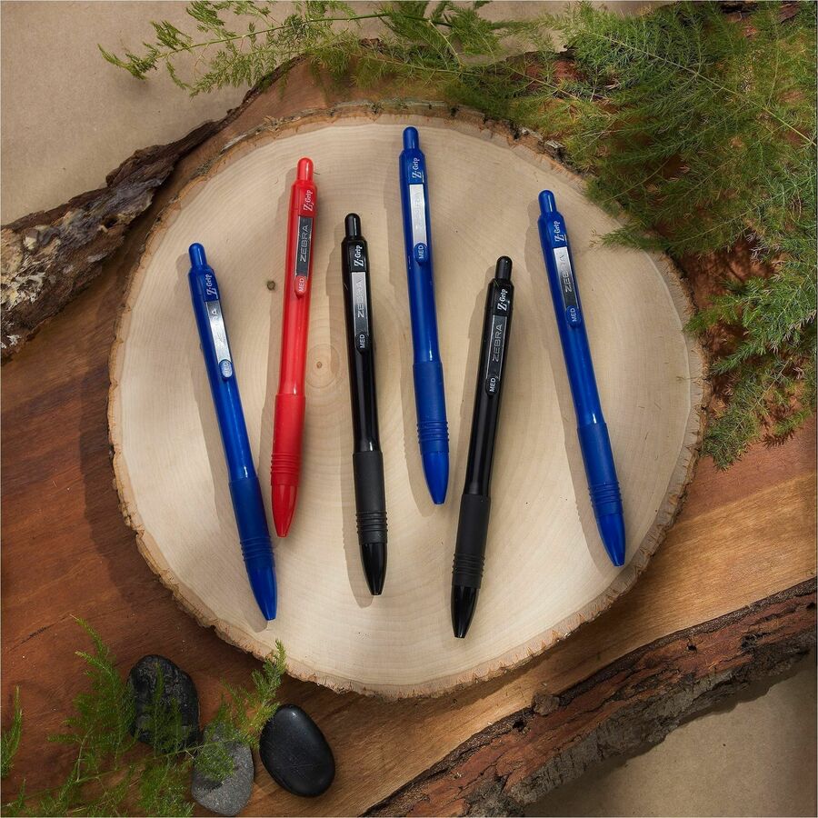 Image of Zebra Pen 20610 Z-Grip Recycled Retractable Ballpoint Pens, 1 mm, Medium Pen Point, Retractable, Black Ink, School, Home, Journaling, 1 Dozen