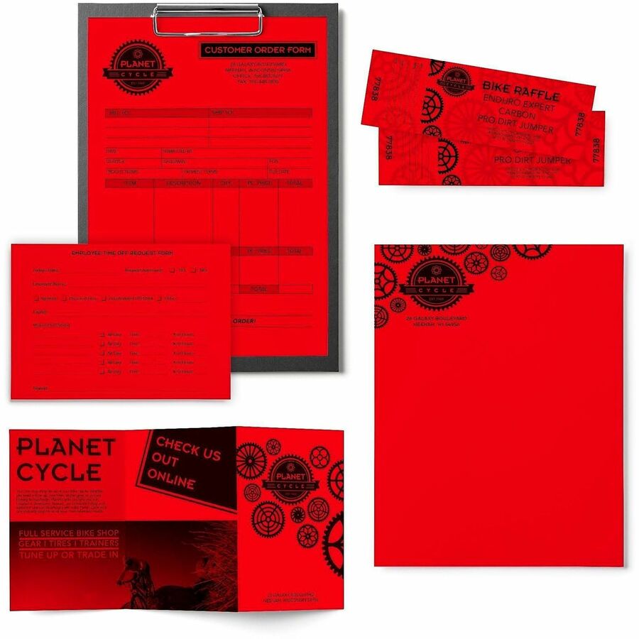 Image of Astrobrights 22551CT Colored Paper, Letter, 8 1/2" x 11 ft, 24 lb Basis Weight, Heavyweight, Acid-free, Lignin-free, Red, 500 Sheets, 10 / Carton