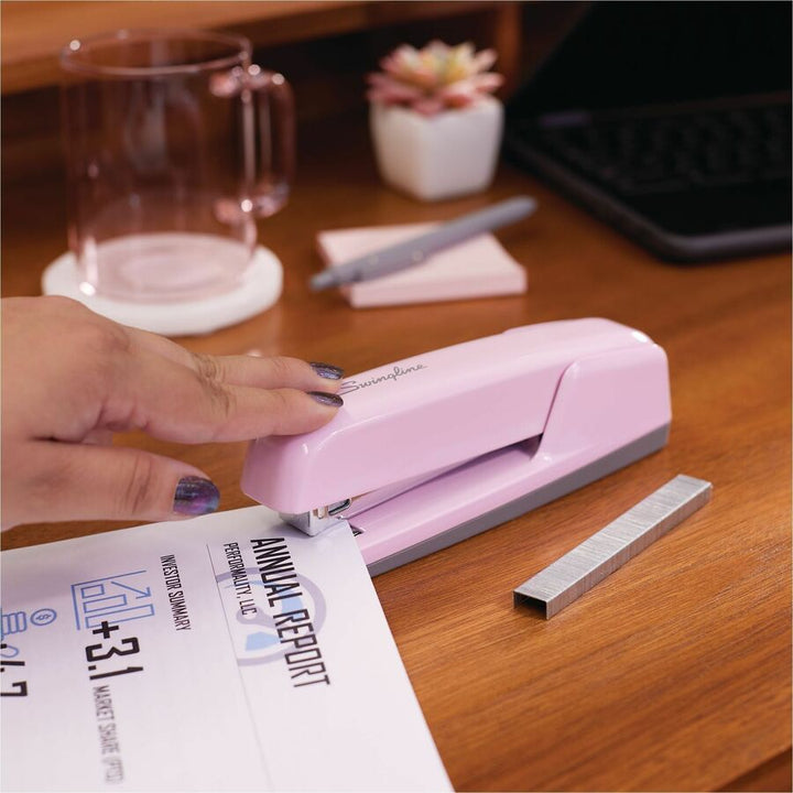 Image of Swingline® 747 Business Full Strip Desk Stapler, 30 Sheet Capacity, Blush Pink