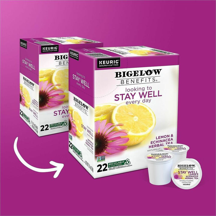 Image of Bigelow® 2025CT Lemon & Echinacea Herbal Tea, 22 K-Cup, Caffeine-free, 4 / Carton