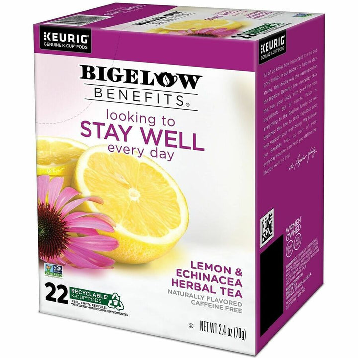 Image of Bigelow® 2025CT Lemon & Echinacea Herbal Tea, 22 K-Cup, Caffeine-free, 4 / Carton