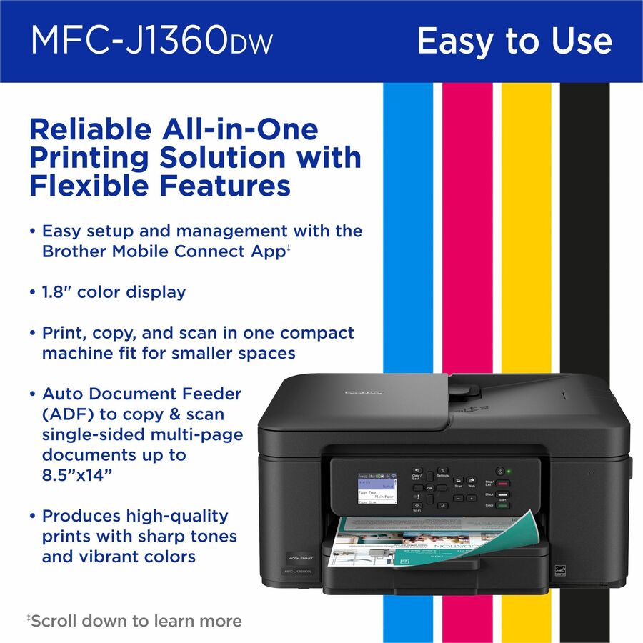 Image of Brother Work Smart MFC-J1360DW Inkjet Multifunction Printer