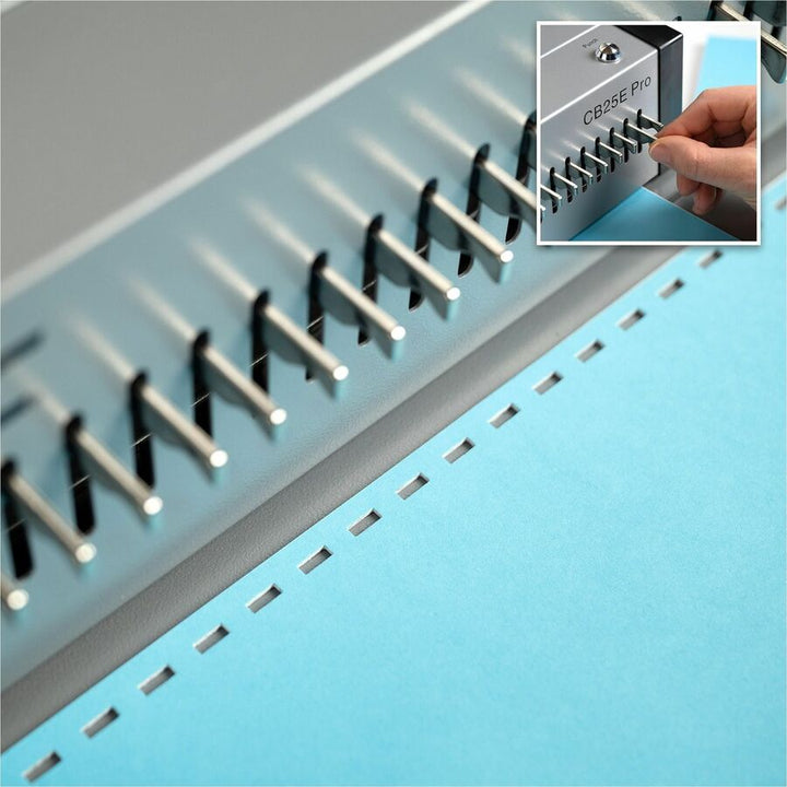 Image of GBC CombBind CB25E Pro Punch/Bind Machine, CombBind, 500 Sheet(s) Bind, 25 Punch, 9.9" H x 15.4" W x 13.9" Depth, Gray, 1 Each