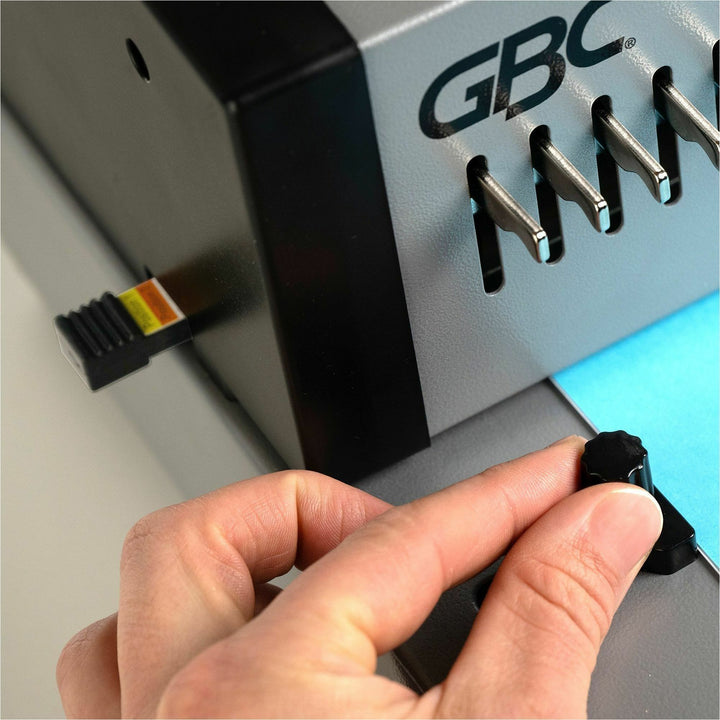 Image of GBC CombBind CB25E Pro Punch/Bind Machine, CombBind, 500 Sheet(s) Bind, 25 Punch, 9.9" H x 15.4" W x 13.9" Depth, Gray, 1 Each