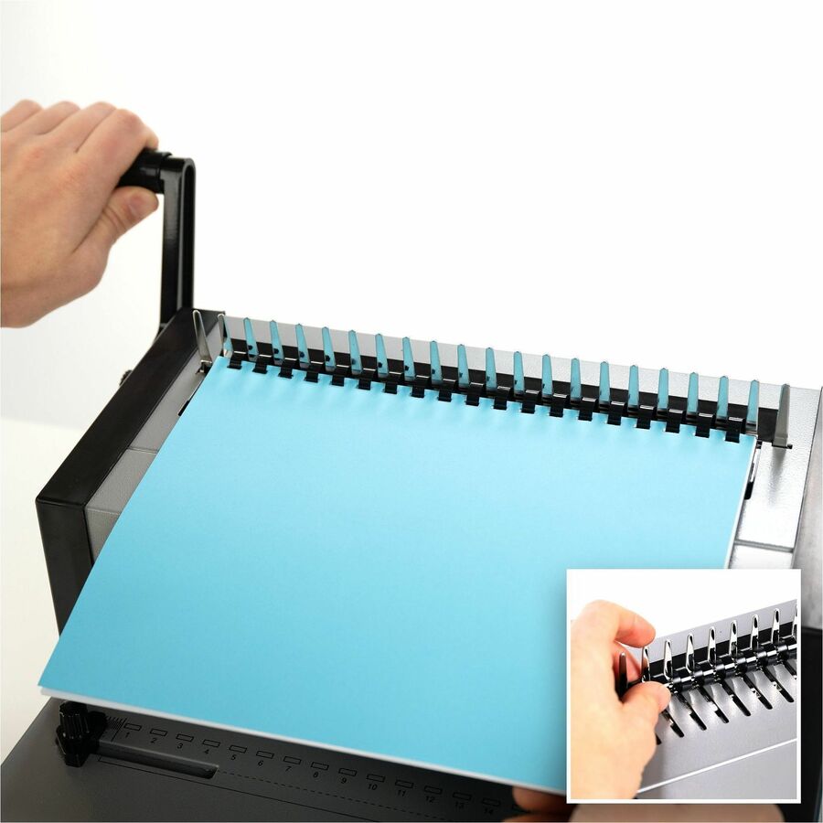 Image of GBC CombBind CB25E Pro Punch/Bind Machine, CombBind, 500 Sheet(s) Bind, 25 Punch, 9.9" H x 15.4" W x 13.9" Depth, Gray, 1 Each
