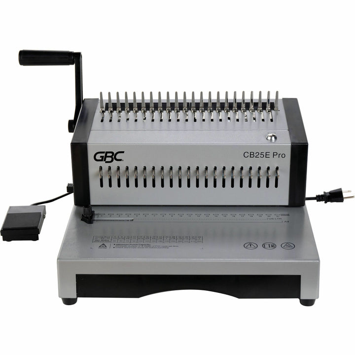 Image of GBC CombBind CB25E Pro Punch/Bind Machine, CombBind, 500 Sheet(s) Bind, 25 Punch, 9.9" H x 15.4" W x 13.9" Depth, Gray, 1 Each