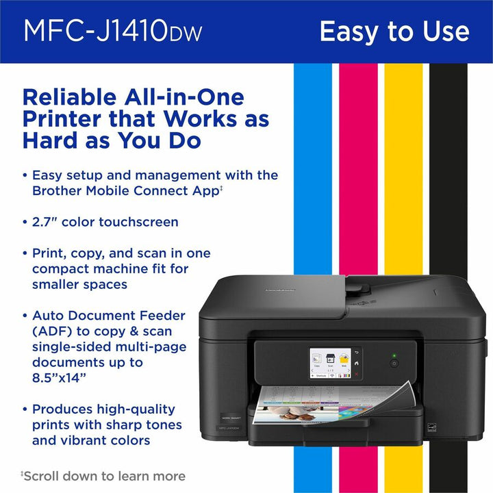 Image of Brother Work Smart MFC-J1410DW Wireless Colour Inkjet All-in-One Printer With 2.7" Colour Touchscreen & Auto Duplex Printing