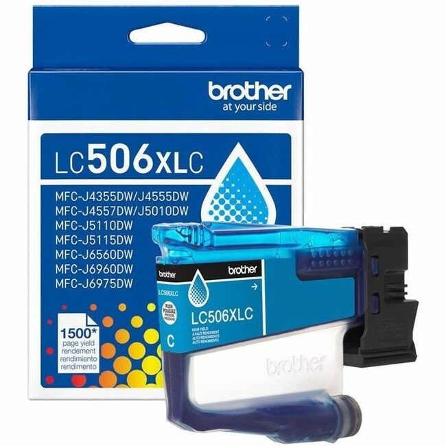 Image of Brother LC506XLCS LC506XLC High Yield Cyan Ink Cartridge, 1500 Pages, 1 Each