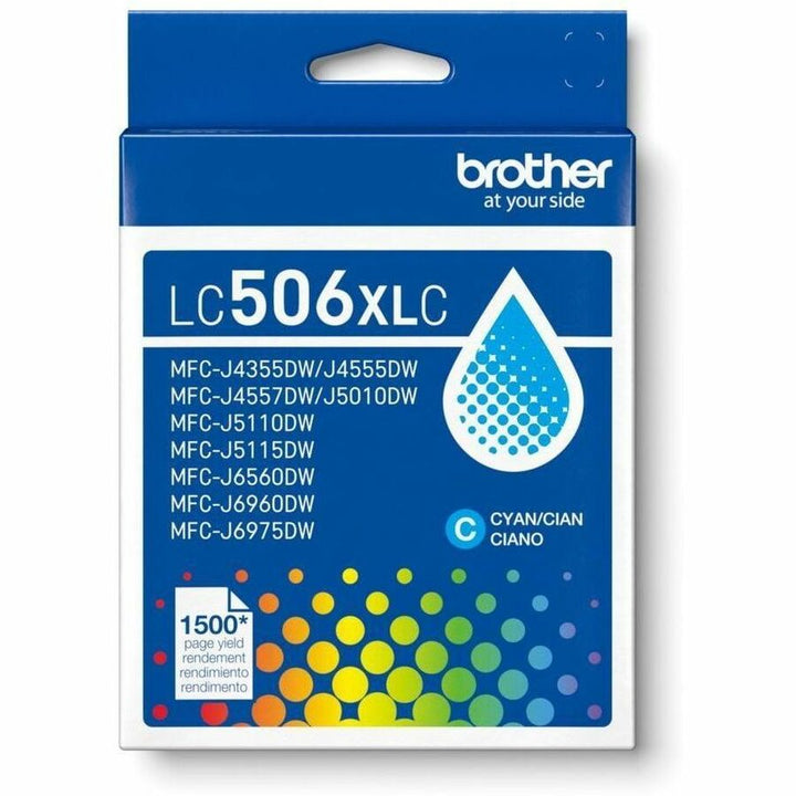 Image of Brother LC506XLCS LC506XLC High Yield Cyan Ink Cartridge, 1500 Pages, 1 Each