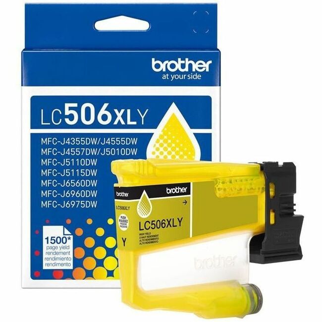 Image of Brother LC506XLYS LC506XLY High Yield Yellow Ink Cartridge, 1500 Pages, 1 Each