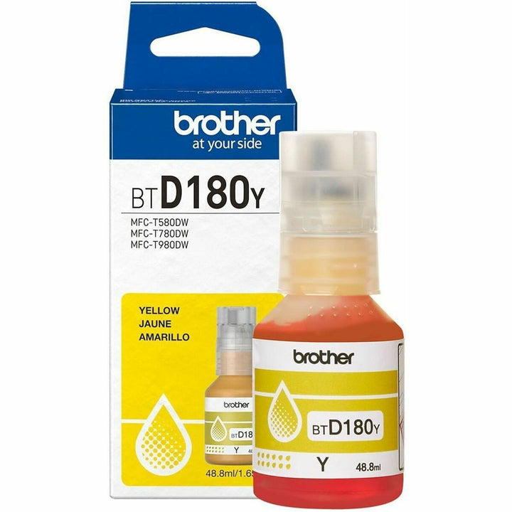 Image of Brother Genuine BTD180Y High Yield Yellow Ink Bottle, Inkjet, Yellow, 5000 Pages Yellow, 48.8 mL, High Yield, 1 Each