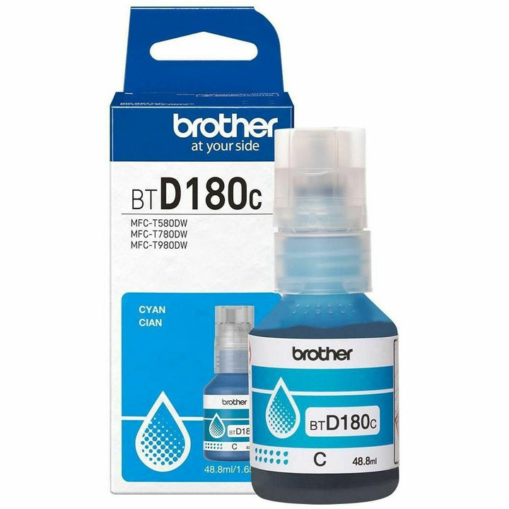 Image of Brother Genuine BTD180C High Yield Cyan Ink Bottle, Inkjet, Cyan, 5000 Pages Cyan, 48.8 mL, High Yield, 1 Each