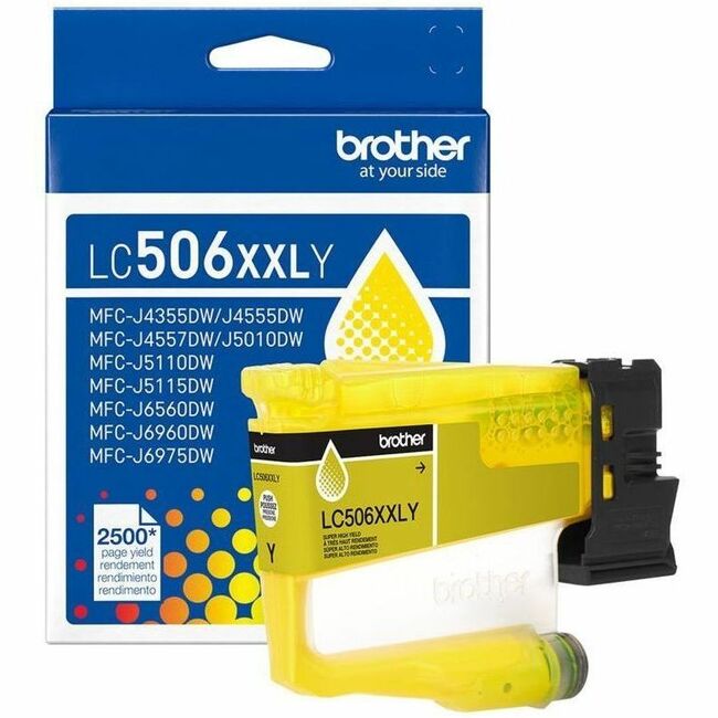 Image of Brother LC506XXLYS LC506XXLY Super High Yield Yellow Ink Cartridge, 2500 Pages, 1 Each