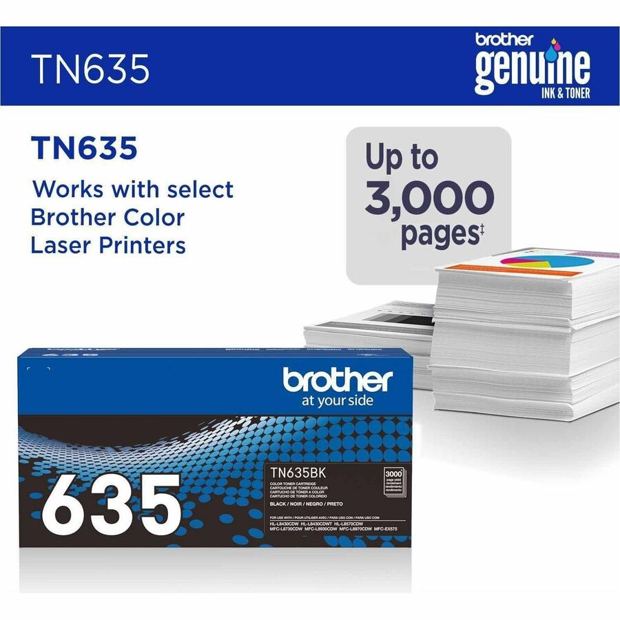 Image of Brother TN635BK Toner Cartridge, 3000 Pages, 1 Each