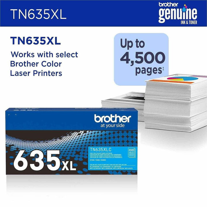 Image of Brother TN635XLC High Yield Toner Cartridge, 4500 pages, 1 Each
