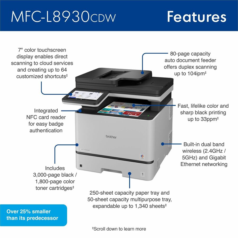 Image of Brother MFC-L8930CDW Business Color Laser All-in-One Printer