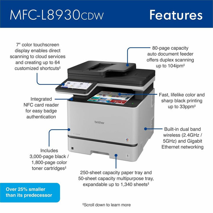 Image of Brother MFC-L8930CDW Business Color Laser All-in-One Printer