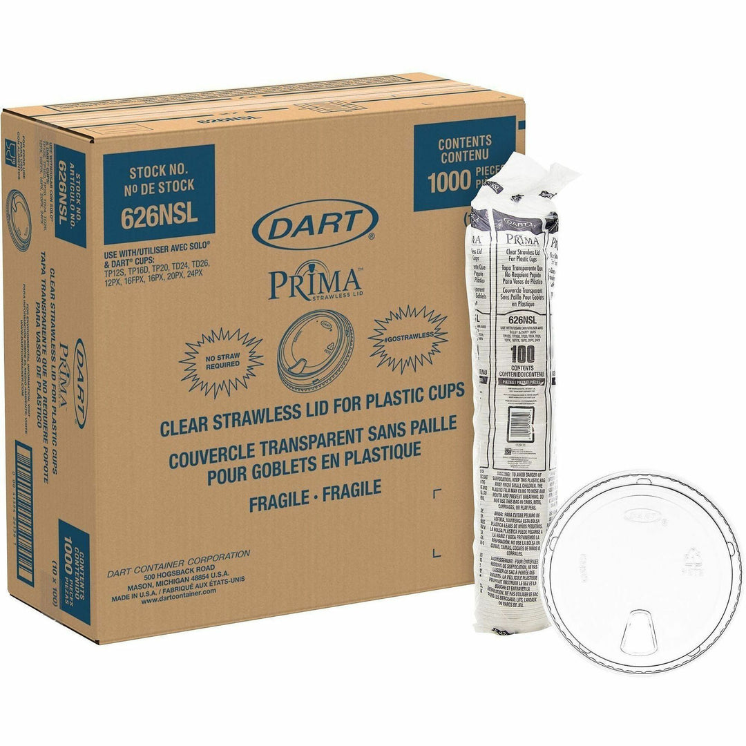 Image of Dart 626NSLCT Strawless Cup Lids, Round, 4" Diameter, Polyethylene Terephthalate (PET), Clear, 100 Lids/Pack, 10 / Carton