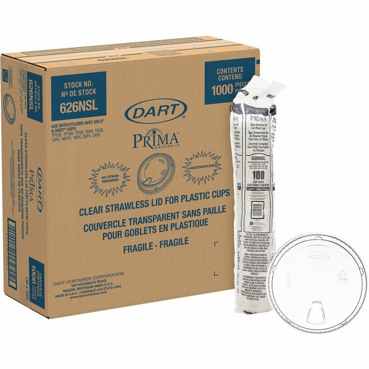 Image of Dart 626NSLCT Strawless Cup Lids, Round, 4" Diameter, Polyethylene Terephthalate (PET), Clear, 100 Lids/Pack, 10 / Carton