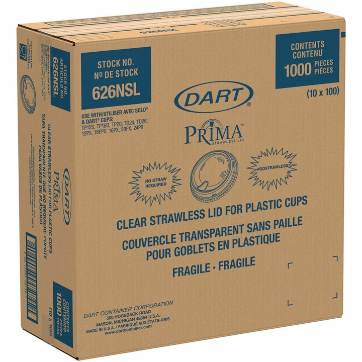 Image of Dart 626NSLCT Strawless Cup Lids, Round, 4" Diameter, Polyethylene Terephthalate (PET), Clear, 100 Lids/Pack, 10 / Carton