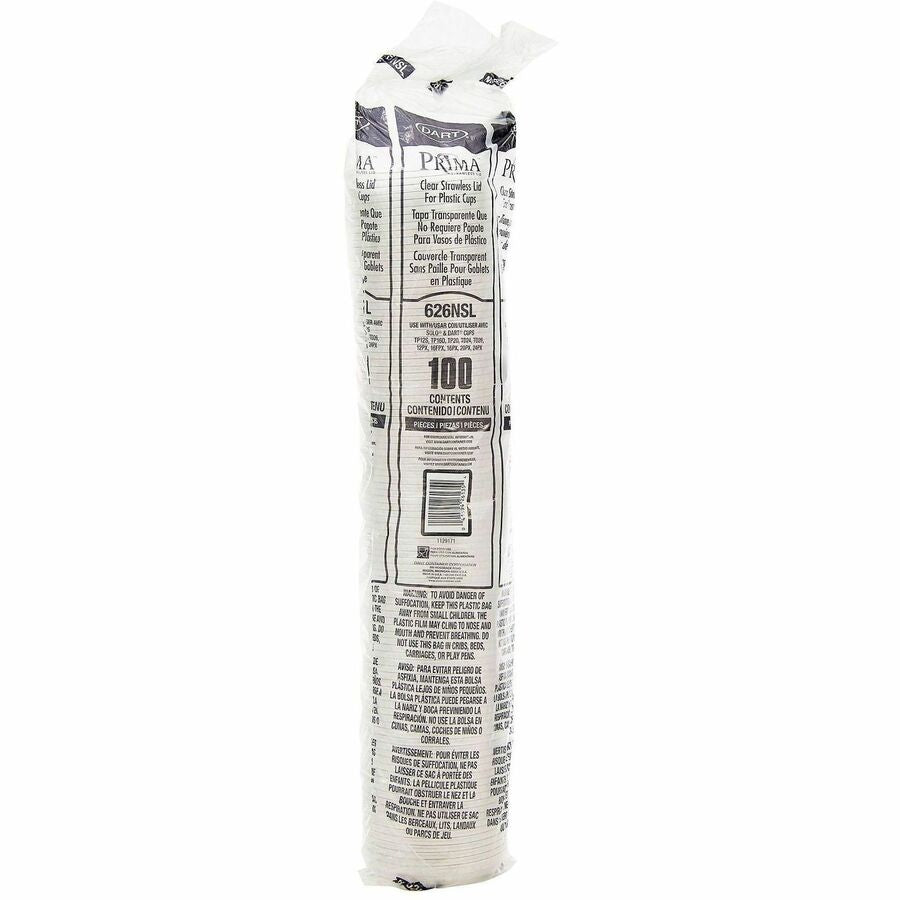 Image of Dart 626NSLCT Strawless Cup Lids, Round, 4" Diameter, Polyethylene Terephthalate (PET), Clear, 100 Lids/Pack, 10 / Carton