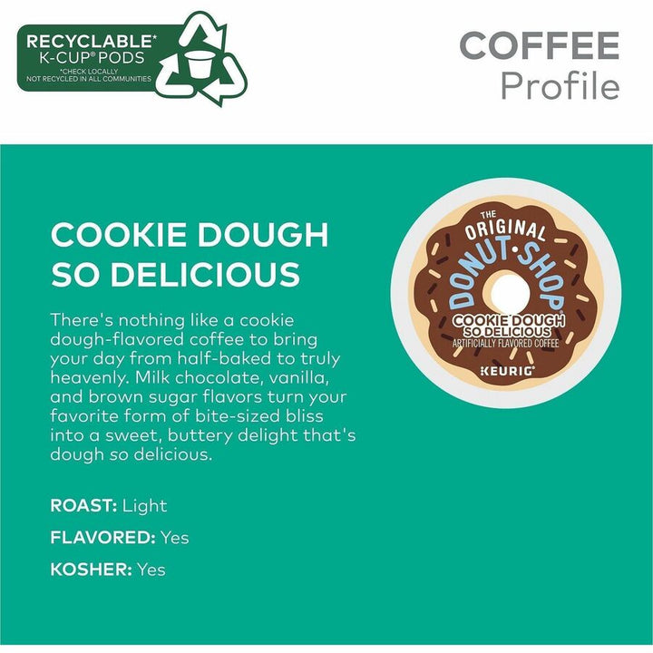 Image of The Original Donut Shop® 9534 Cookie Dough So Delicious K-Cups, Light, 24 K-Cup, K-Cup, Pod, Cookie Dough So Delicious, Kosher, 4 / Carton