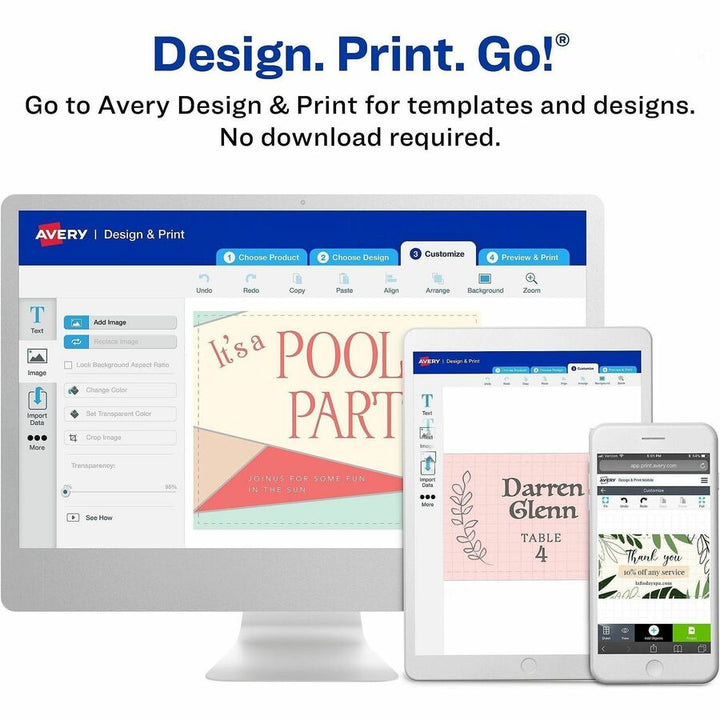Image of Avery 03327 Business Card, 2" x 3 1/2", 80 lb Basis Weight, 216 g/m² Grammage, Pre-printed, Printable, Double-sided, White, 100 / Pack