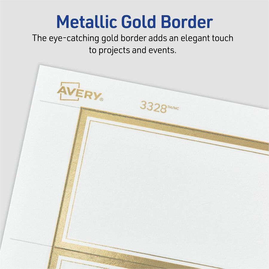 Image of Avery 03328 Tent Card, Letter, 8 1/2" x 11", 65 lb Basis Weight, 176 g/m² Grammage, Micro Perforated, Pre-scored, Printable, White, 80 / Pack