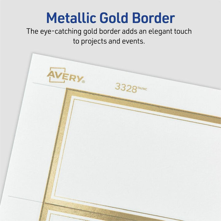 Image of Avery 03328 Tent Card, Letter, 8 1/2" x 11", 65 lb Basis Weight, 176 g/m² Grammage, Micro Perforated, Pre-scored, Printable, White, 80 / Pack