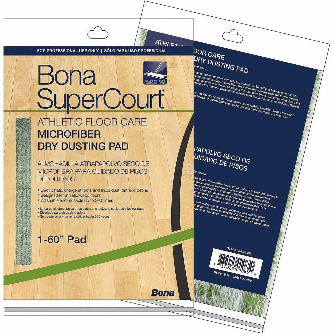 Image of Diversey AX0003500CT SuperCourt Microfiber Dusting Pads, 60" W x 5" Depth, Washable, Reusable, MicroFiber, Green, 5 / Carton