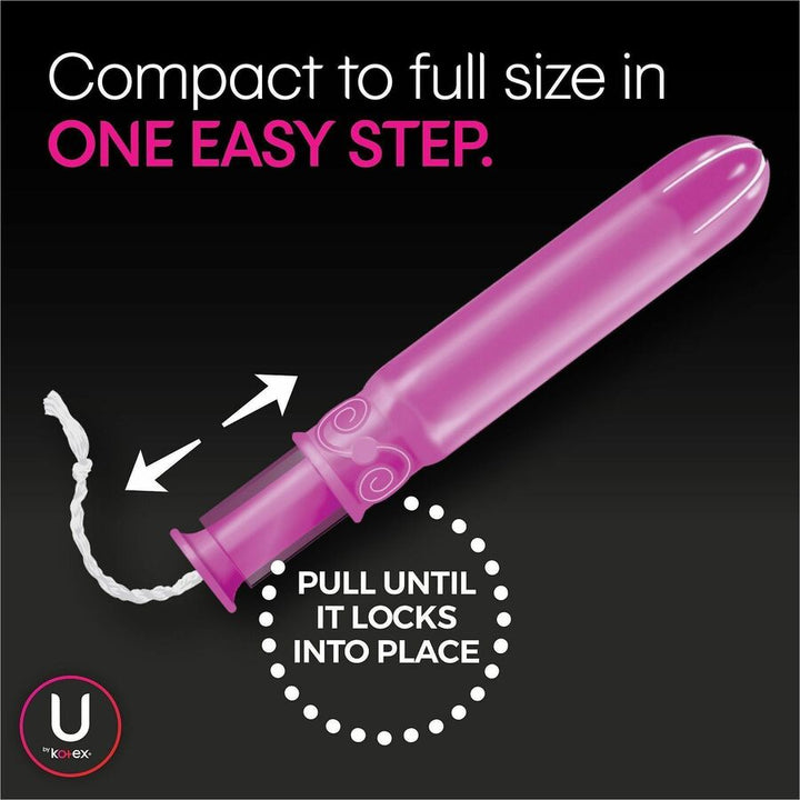 Image of U by Kotex 53445CT Click Compact Tampons, Regular, Anti-leak, Fragrance-free, Comfortable, 8 / Carton
