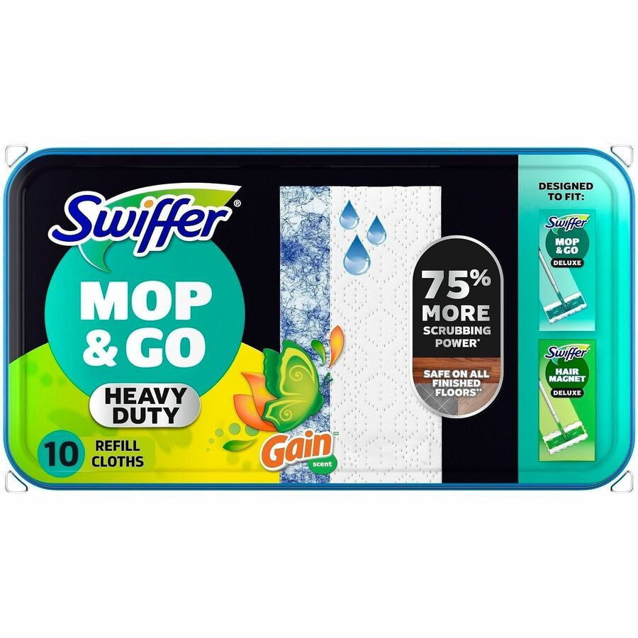 Image of Swiffer 76471CT Sweeper HvyDty Mop Cloths, Gain Original Scent, Heavy Duty, Blue, 10 Cloths/Pack, 6 / Carton
