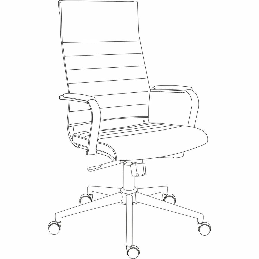 Image of Lorell 63220 Tempo Modern High-Back Executive Chair, Chrome Frame Material, High Back, Black, Leather, Chrome, Armrest, 1 Each