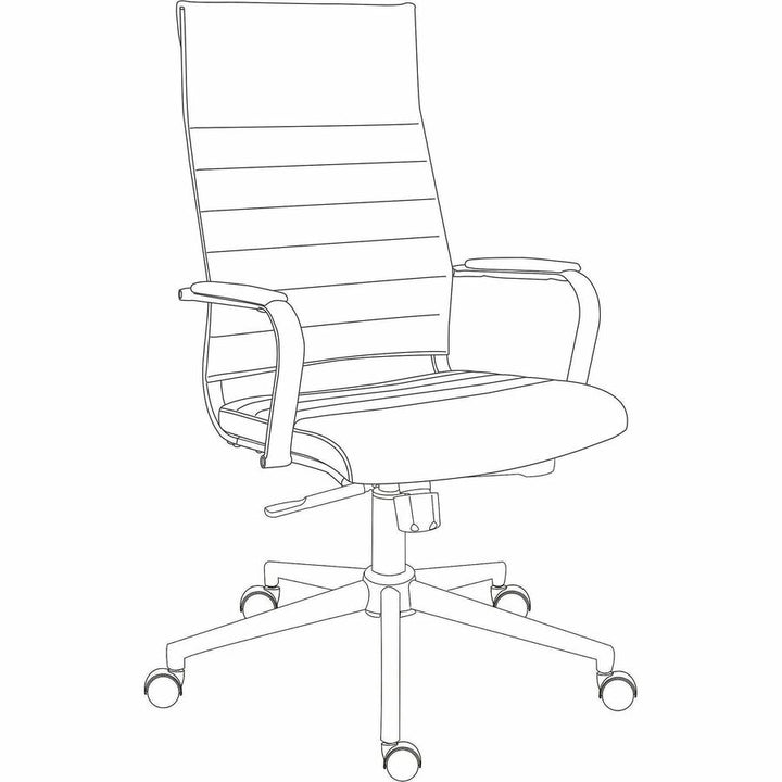 Image of Lorell 63220 Tempo Modern High-Back Executive Chair, Chrome Frame Material, High Back, Black, Leather, Chrome, Armrest, 1 Each