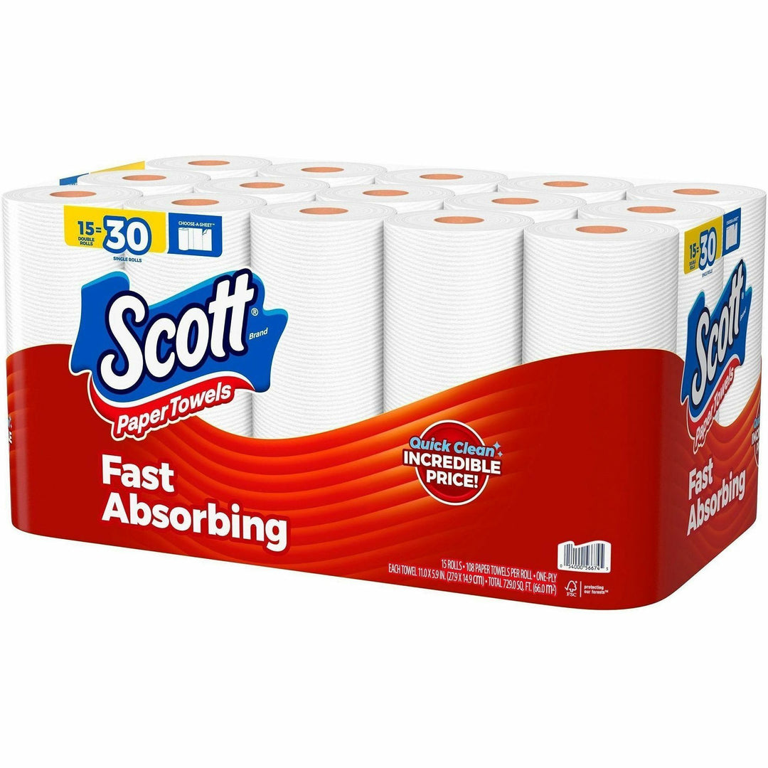 Image of Scott 56674CT Choose-A-Sheet Paper Towels, 108 Sheets/Roll, White, Paper, 2 / Carton