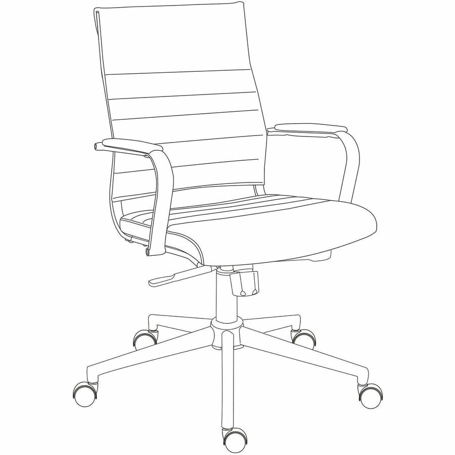 Image of Lorell 63221 Tempo Modern Mid-Back Manager Chair, Chrome Frame Material, Mid Back, Black, Leather, Chrome, Armrest, 1 Each