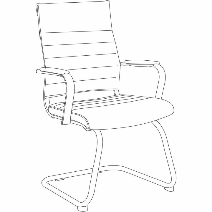 Image of Lorell 63222 Tempo Modern Guest Chair, Chrome Frame Material, Cantilever Base, Black, Leather, Chrome, Armrest, 1 Each