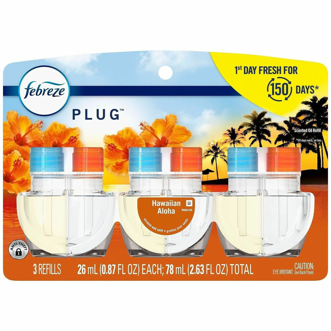 Image of Febreze 13843 FadeDefy PLUG Air Freshener, 2.63 oz, Hawaiian Aloha, 50 Day, Odor Neutralizer, 3 / Pack