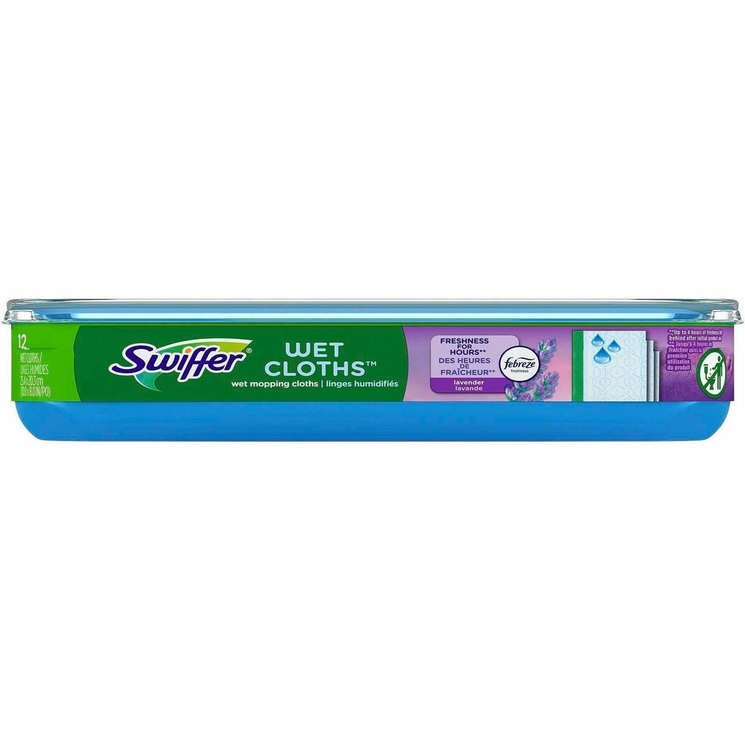 Image of Swiffer 55311 Sweeper Wet Mop Cloths, Lavender Scent, 8" W x 10" Length, Textured, White, 12 / Box