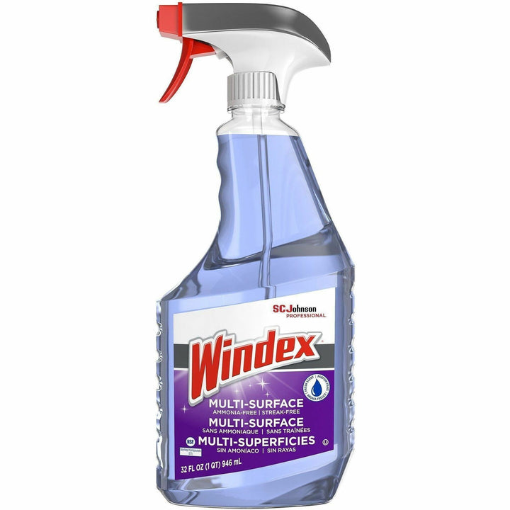 Image of Windex® 322381CT Non-Ammoniated Cleaner, For Multi Surface, 32 fl oz (1 quart), Non Ammoniated, Streak-free, Refillable, Kosher, Purple, 8 / Carton
