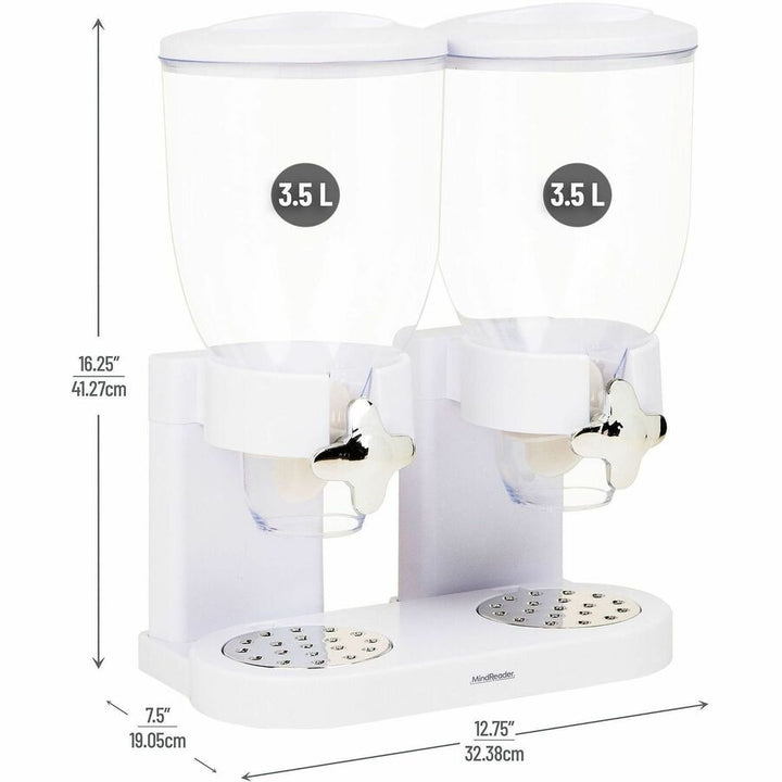 Image of Mind Reader CEREALD2-WHT Double Cereal Dispenser, Food, Food Storage, Storing, White, 1 Each