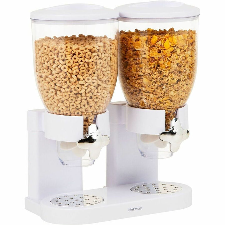 Image of Mind Reader CEREALD2-WHT Double Cereal Dispenser, Food, Food Storage, Storing, White, 1 Each