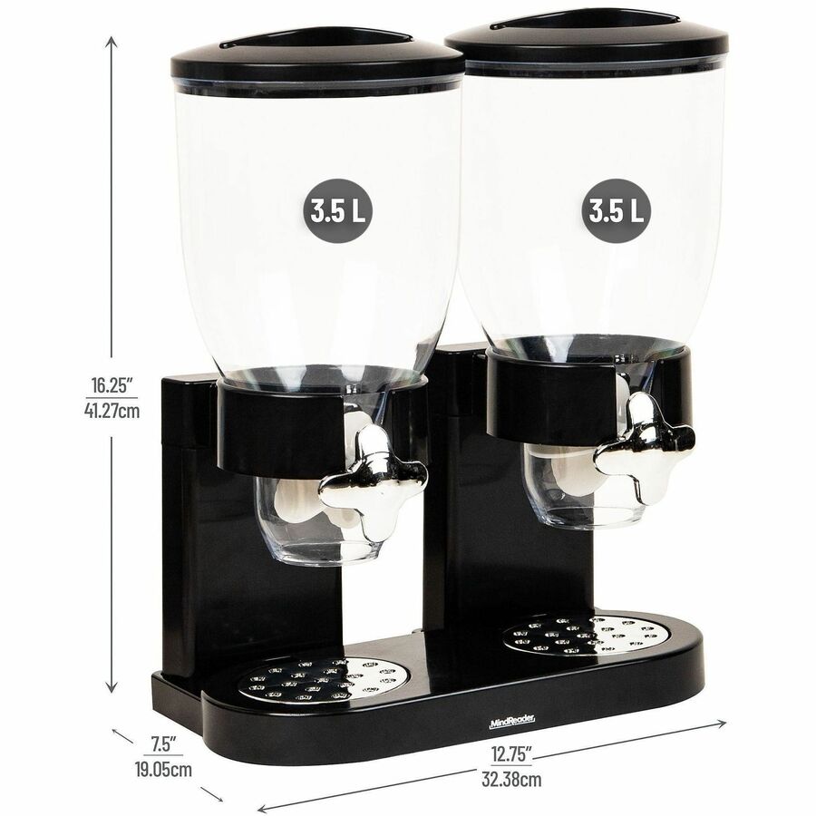 Image of Mind Reader CEREALD2-BLK Double Cereal Dispenser, Food, Food Storage, Storing, Black, 1 Each