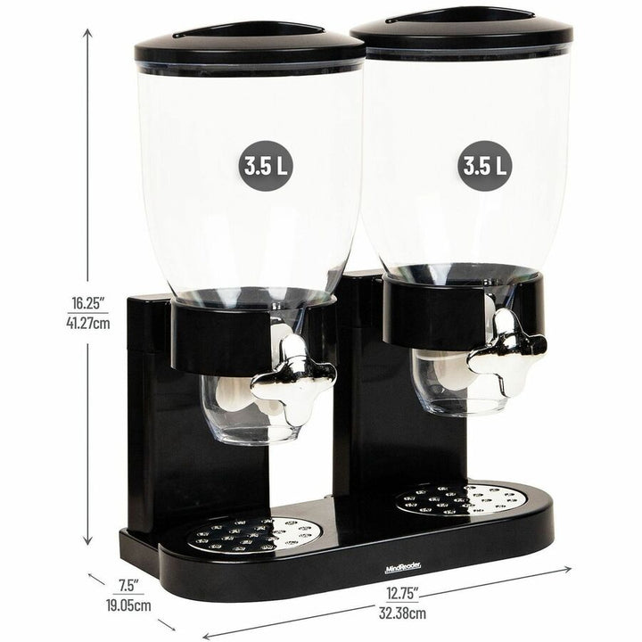 Image of Mind Reader CEREALD2-BLK Double Cereal Dispenser, Food, Food Storage, Storing, Black, 1 Each