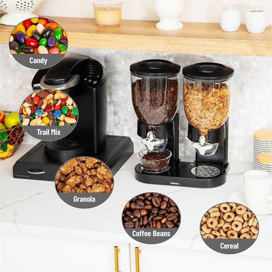 Image of Mind Reader CEREALD2-BLK Double Cereal Dispenser, Food, Food Storage, Storing, Black, 1 Each